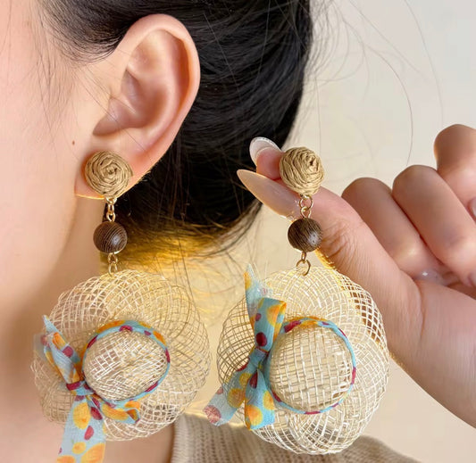 Straw Hat Earrings
