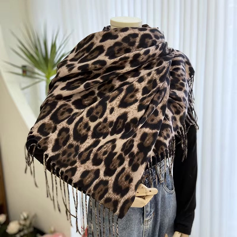 Leopard cashmere scarf