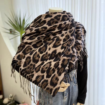 Leopard cashmere scarf