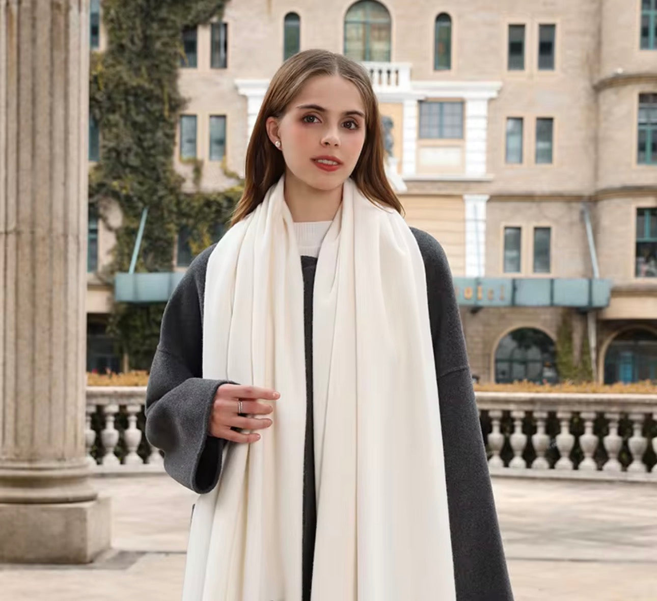 Solid color wool scarf