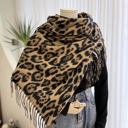 Leopard cashmere scarf