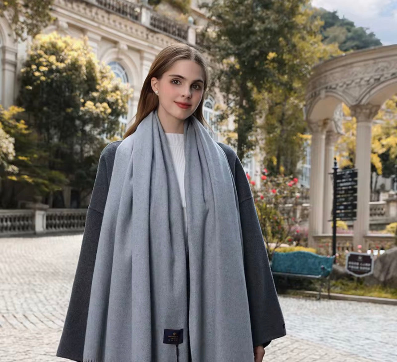 Solid color wool scarf