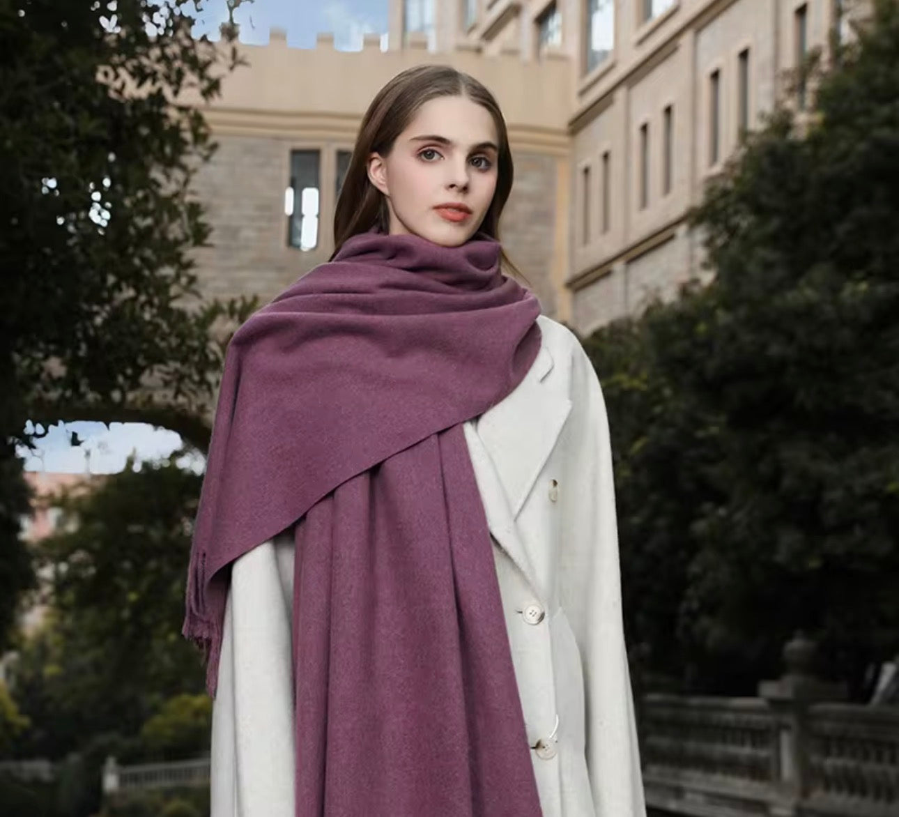 Solid color wool scarf