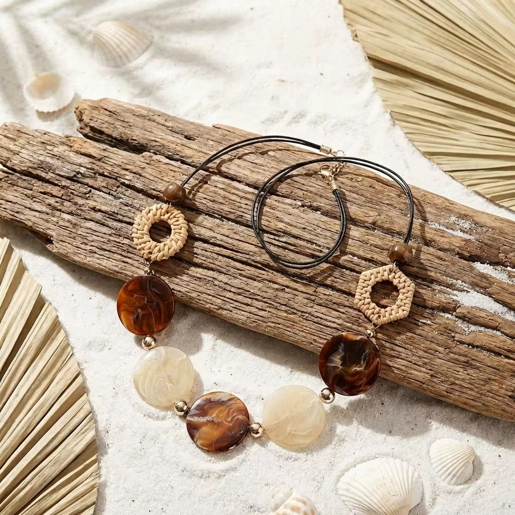 Boho Rattan Necklace